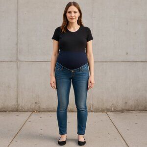 & Denim Mama Maternite’ Skinny Tapered Denim Maternity Jeans Size Small